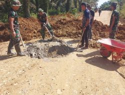 Satgas TMMD Kodim 0313/KPR Gesa Pengerjaan Insfratruktur Desa Tanjung Belit Selatan